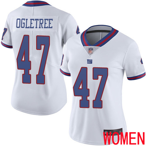 Women New York Giants #47 Alec Ogletree Limited White Rush Vapor Untouchable Football NFL Jersey